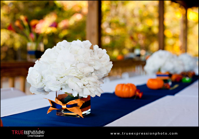 I loved all their blue and orange details Perfect for a fall wedding